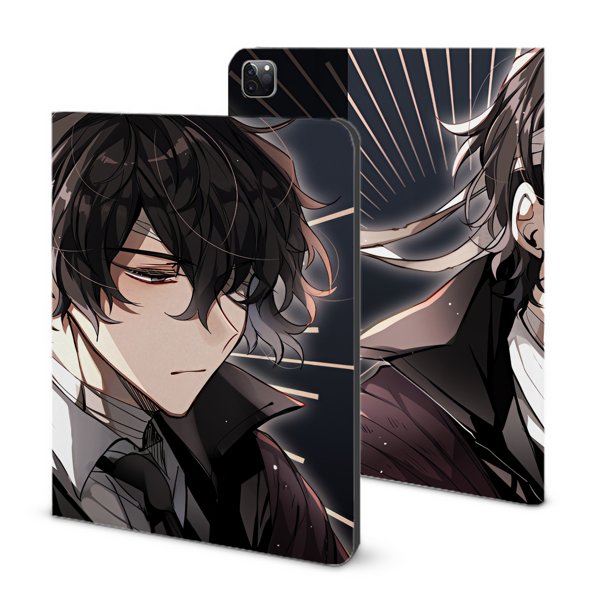 （画像用） 文豪ストレイドッグス Bungo Stray Dogs IPad ケース ブック型 PUレザー TPU 耐衝撃 軽量 薄型 ペン収納なし 全面保護 IPad 各モデル対応